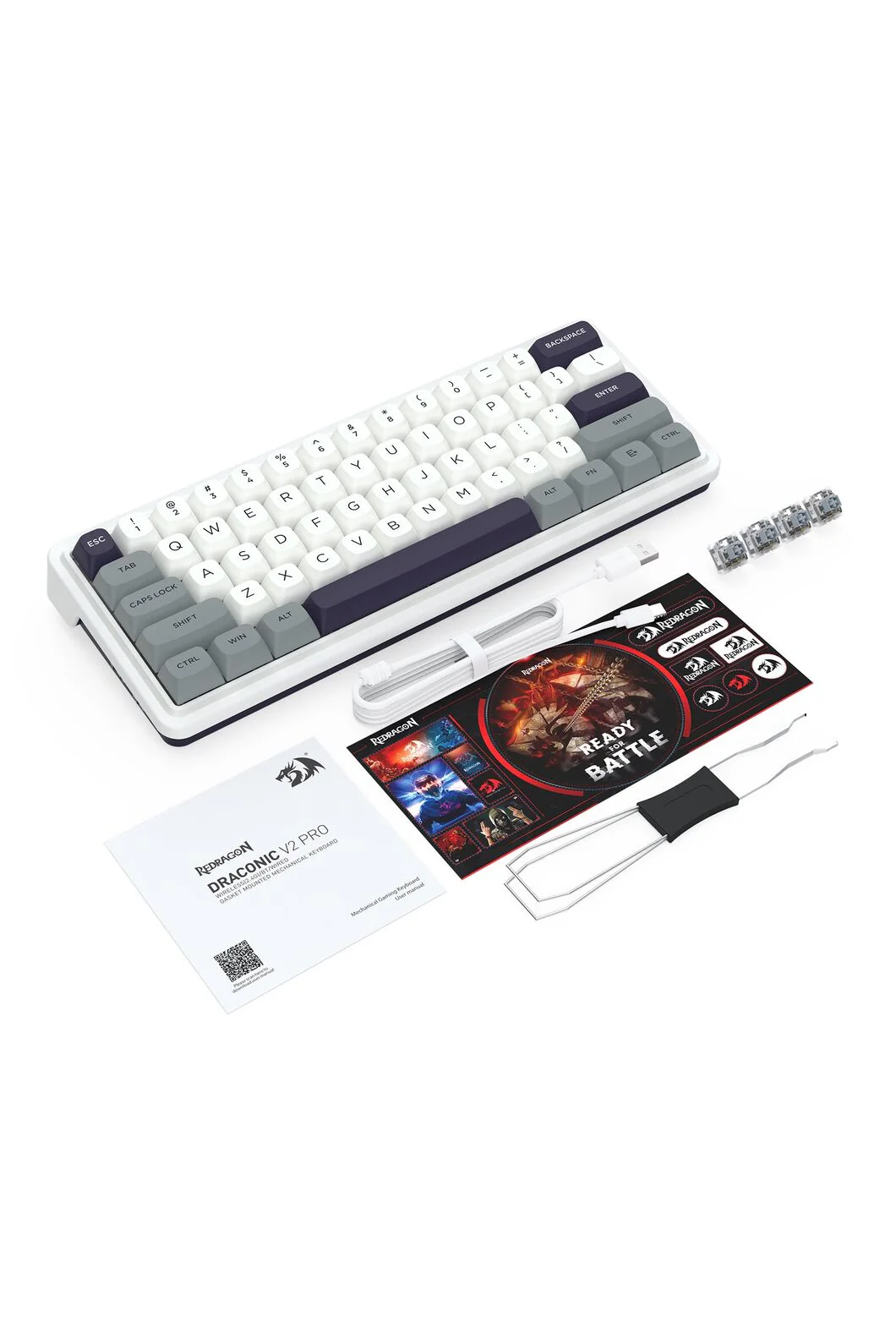 Redragon K730WGP RGB Pro Draconic V2 Grey 60% Gasket Wireless Mechanical Keyboard - Image 11