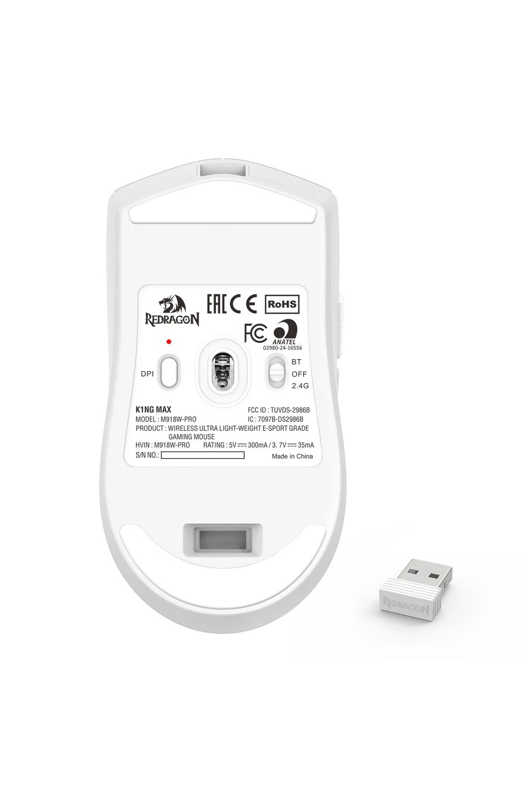 Redragon M918-PRO K1ng Max White Ultra-Light Tri-Mode 26000 DPI Esports Gaming Mouse - Image 9