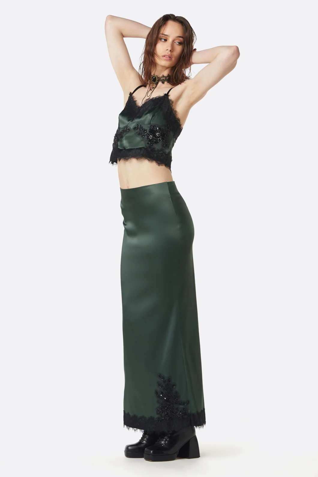 Remnants Satin Lace Skirt - Image 4