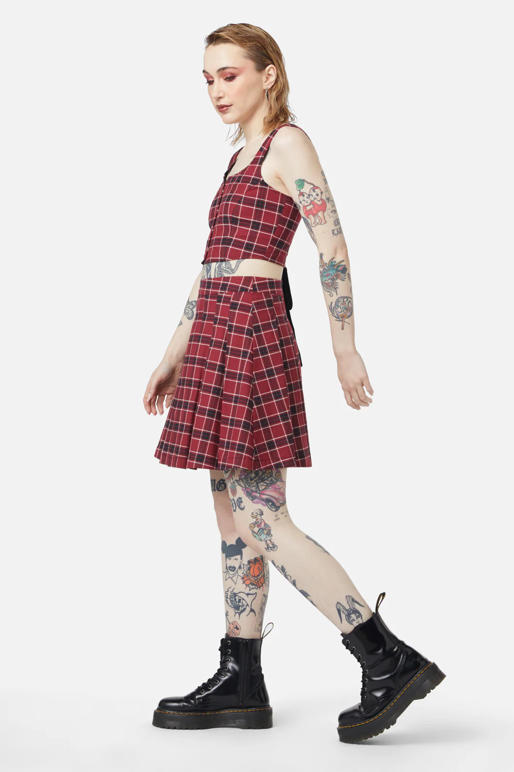 Revenge Tartan Pleated Skirt - Image 3