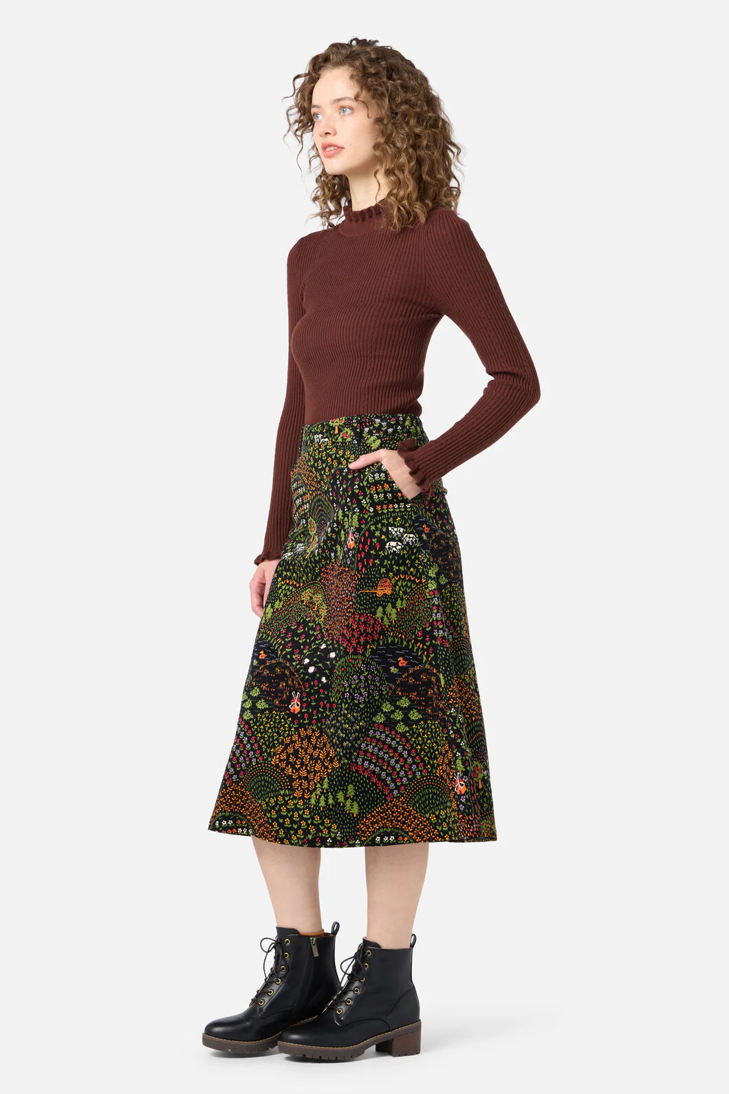 Rolling Hills Cord Midi Skirt