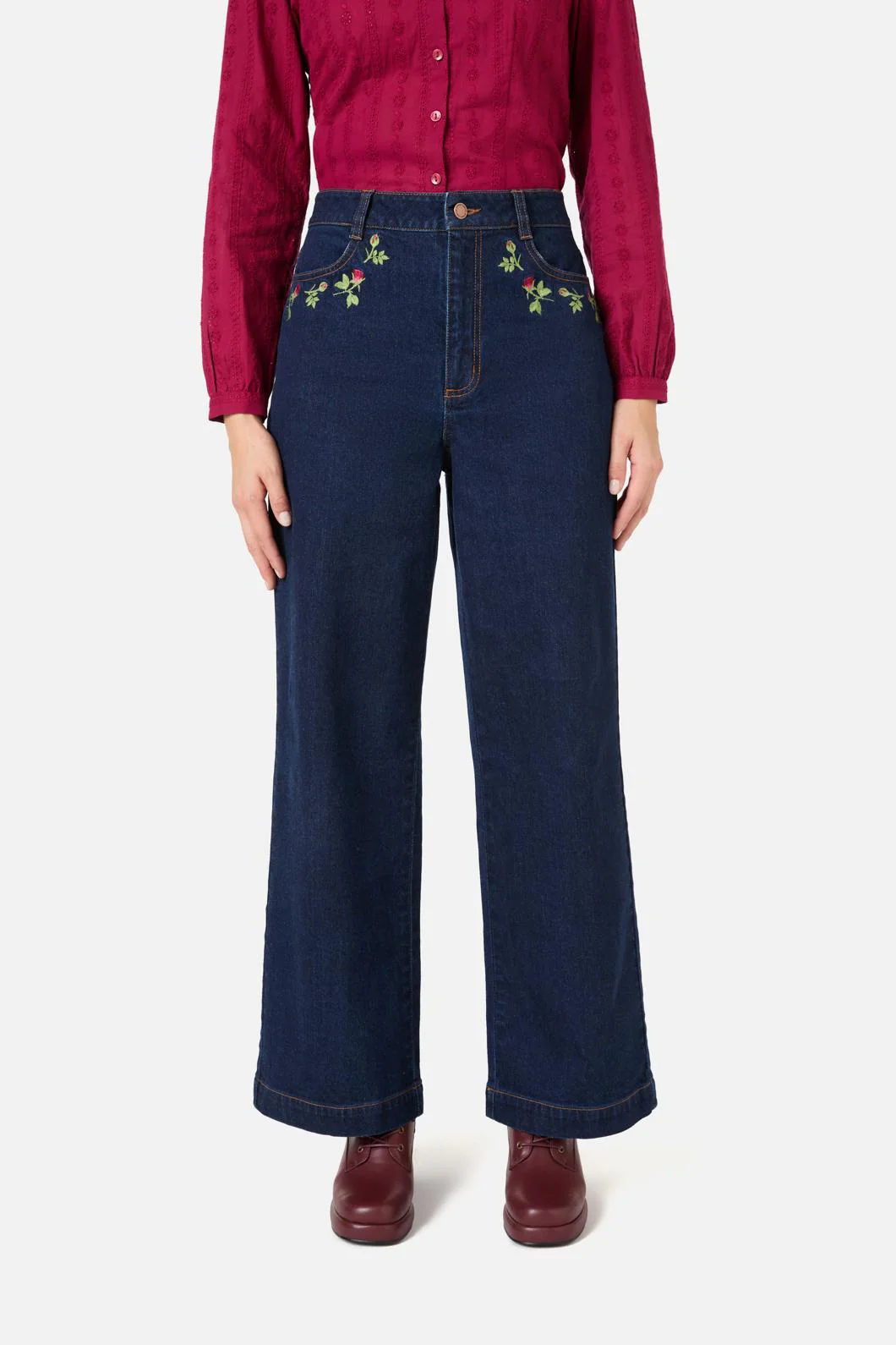 Rose Bud Embroidered Jean - Image 2
