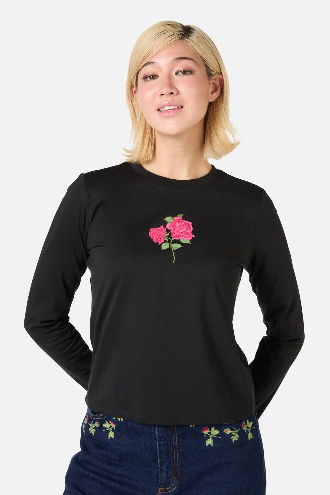 Rose Long Sleeve Printed Tee - Image 2