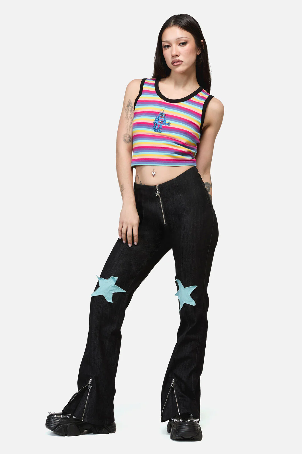 Roxi Grunge Flared Zipper Jean - Image 2