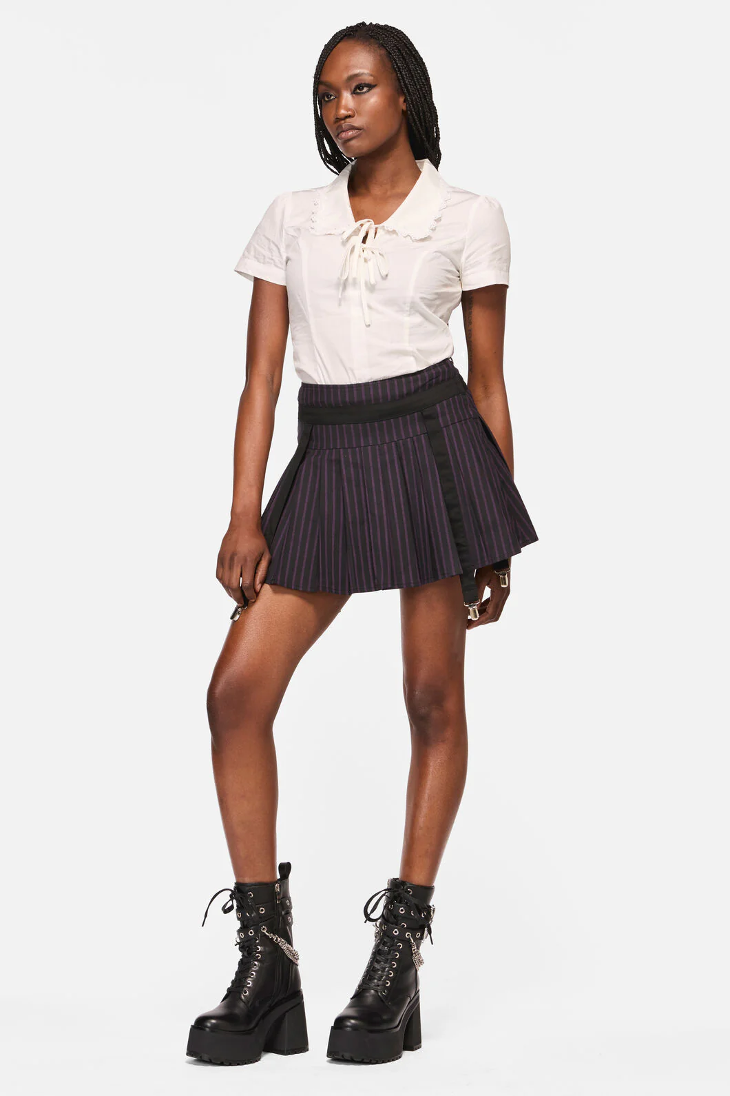 Sabrina Pinstripe Goth Skort - Image 2