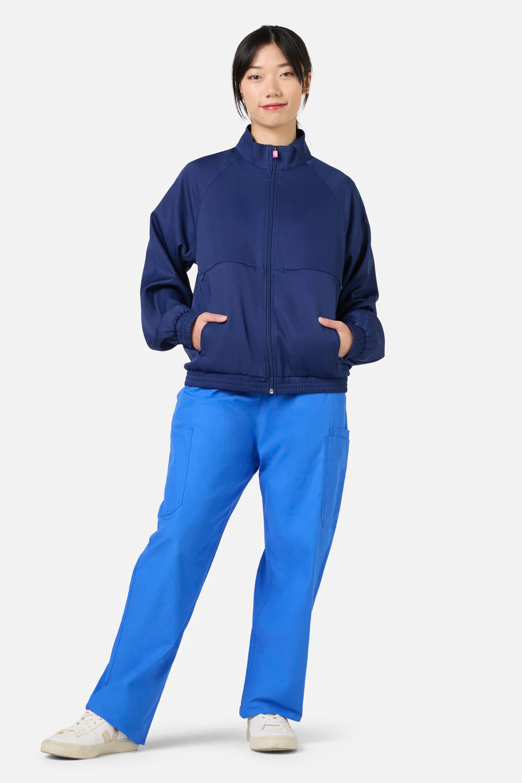 Scrub Womens Navy Zip Up Jacket - Image 2