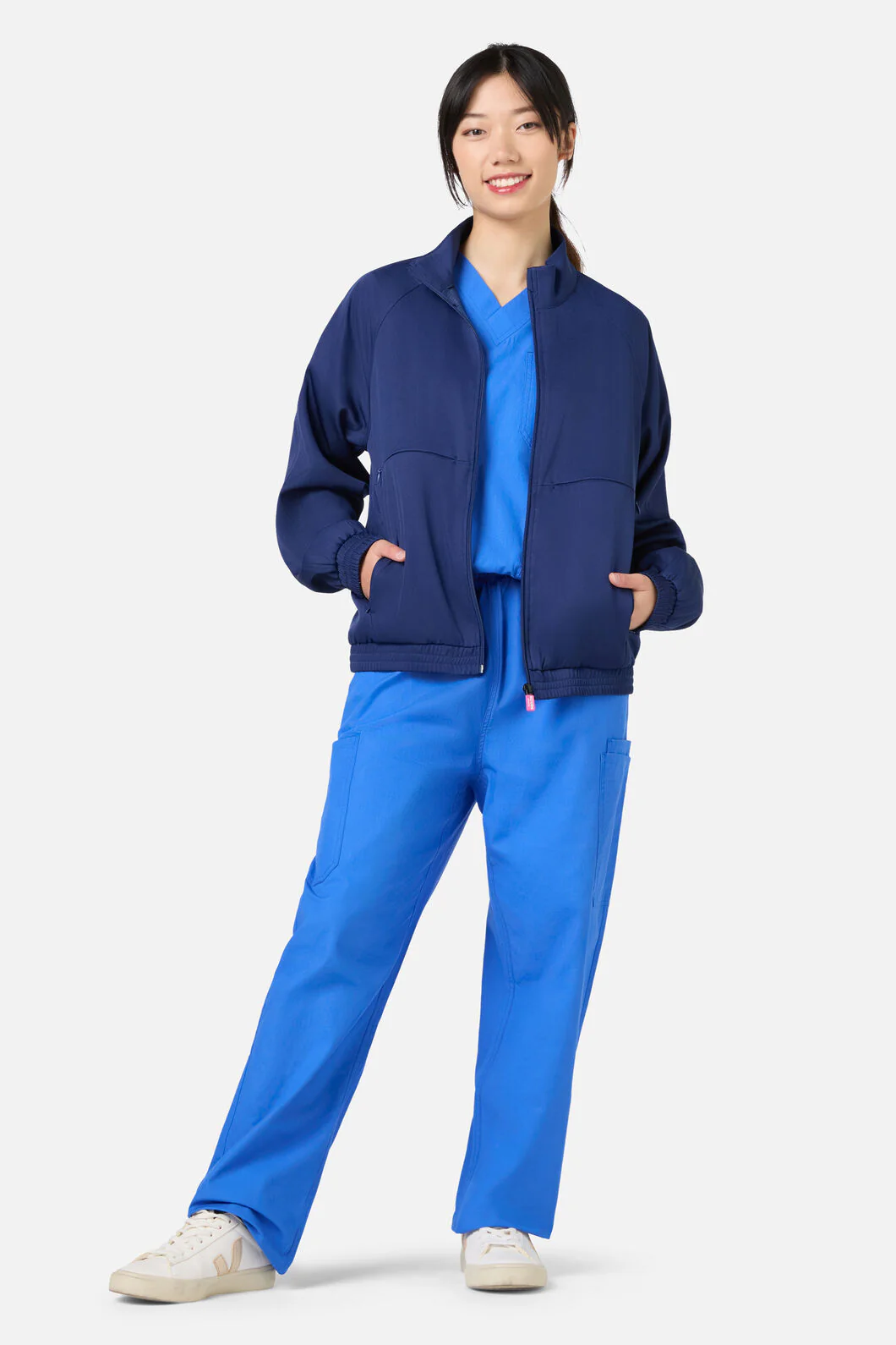 Scrub Womens Navy Zip Up Jacket - Image 3