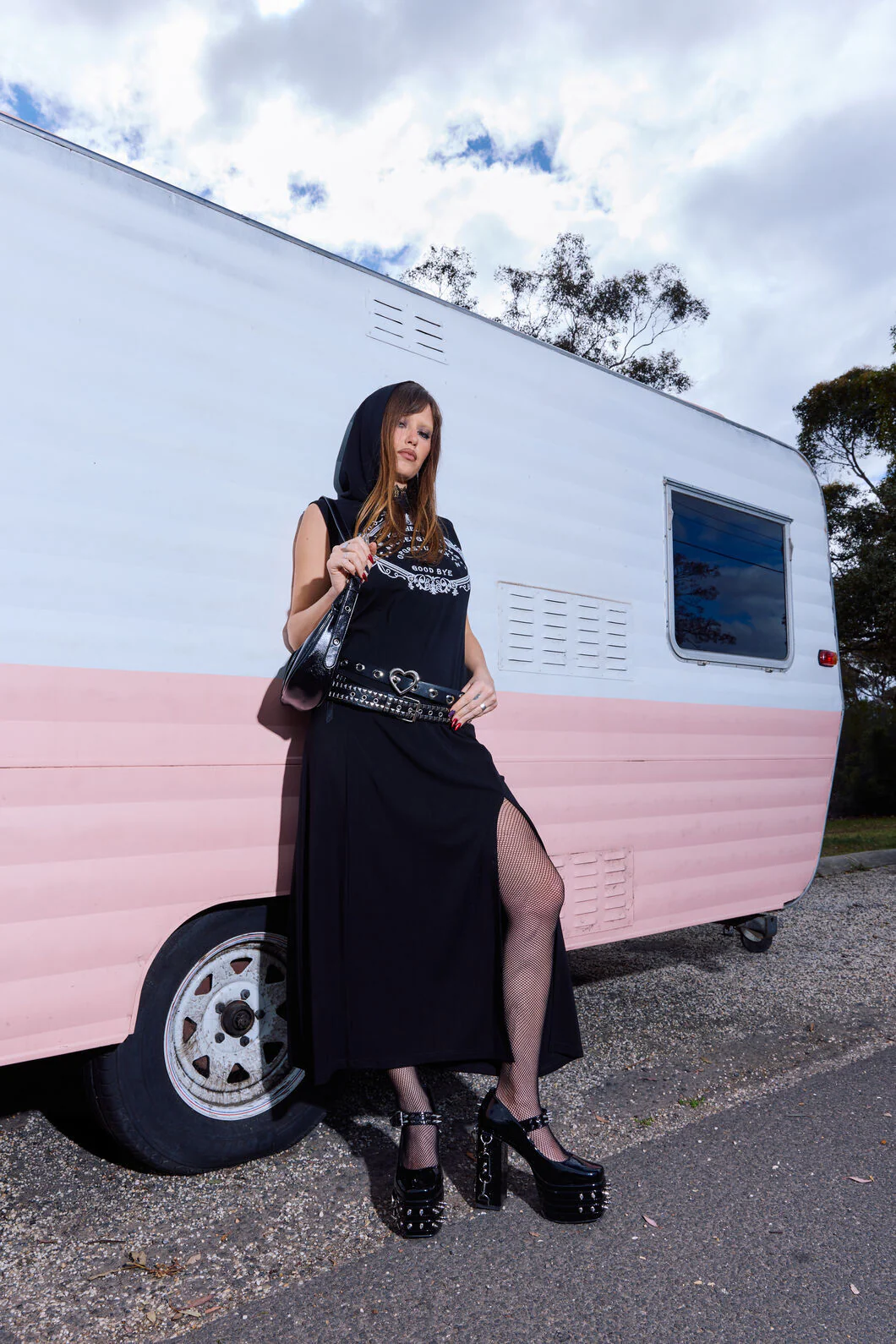 Séance Hooded Goth Maxi Dress - Image 3
