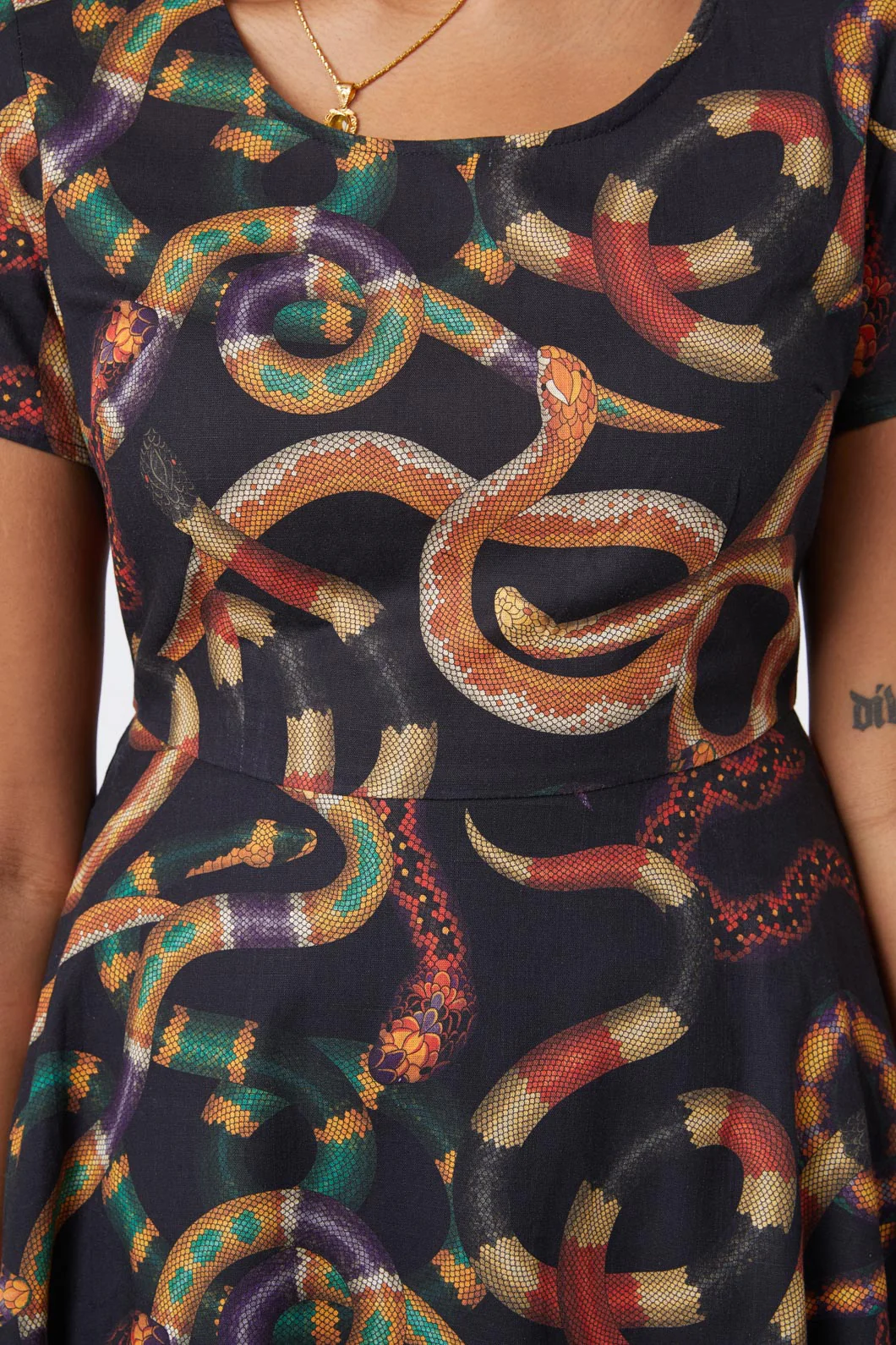 Serpent Print Cotton Dress - Image 11