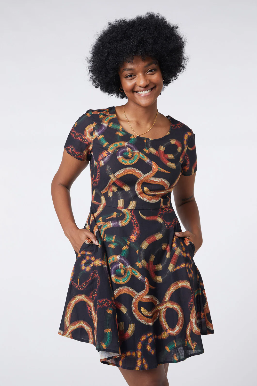 Serpent Print Cotton Dress - Image 6