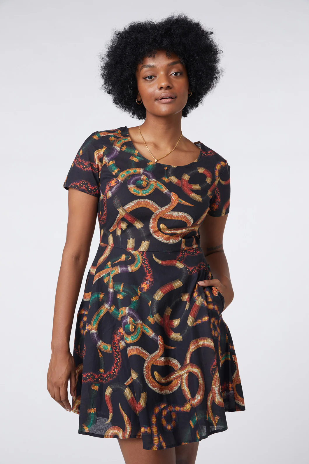 Serpent Print Cotton Dress - Image 8