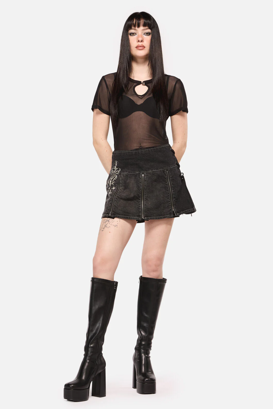 Sigil Denim Pleated Skort - Image 2