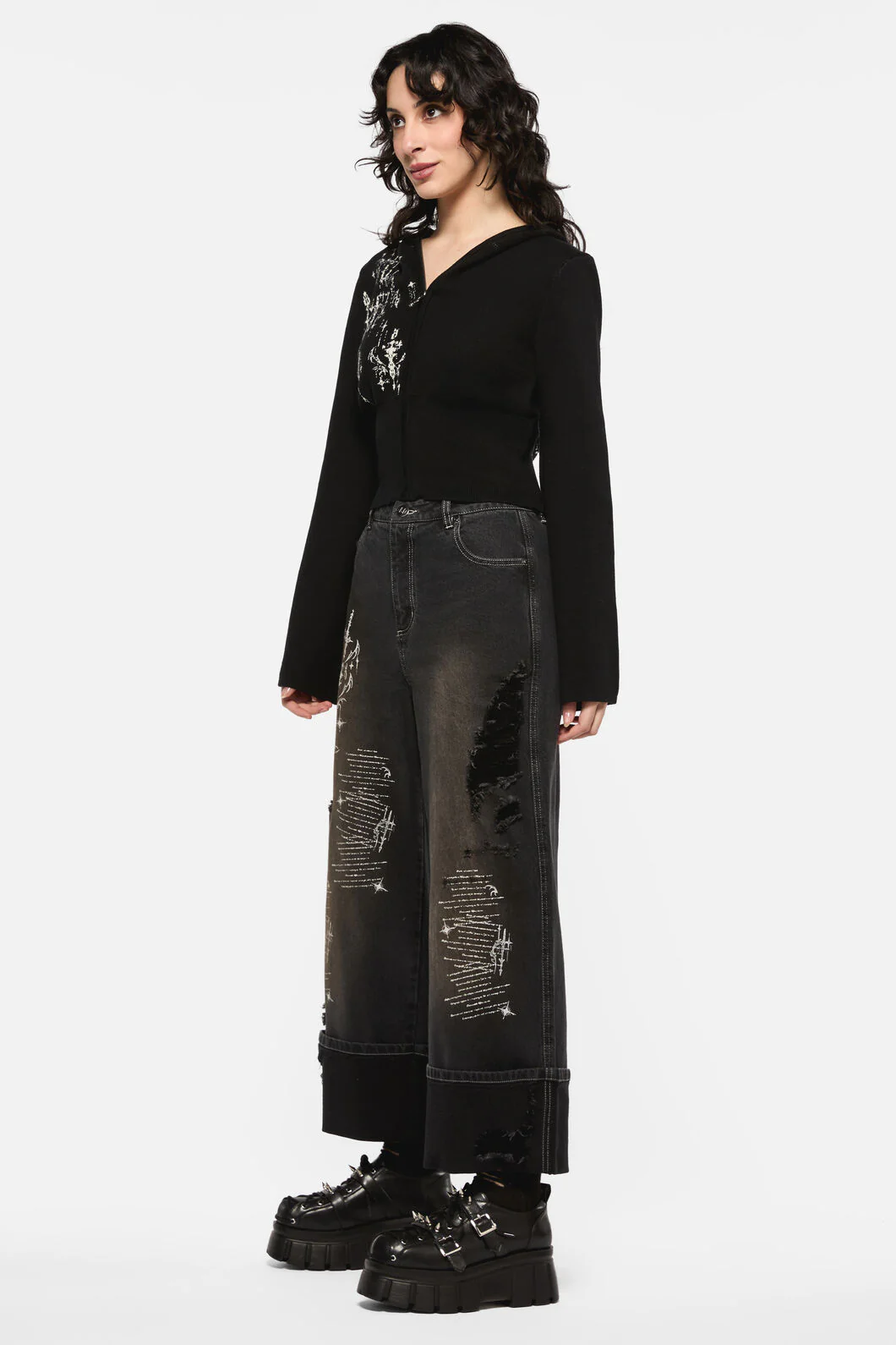 Sigil Distressed Wide Leg Jean - Image 2