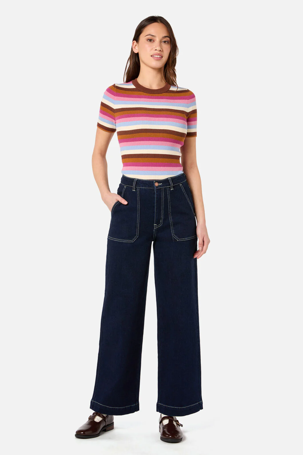 Skye Stripe Rib Knit Top - Image 9
