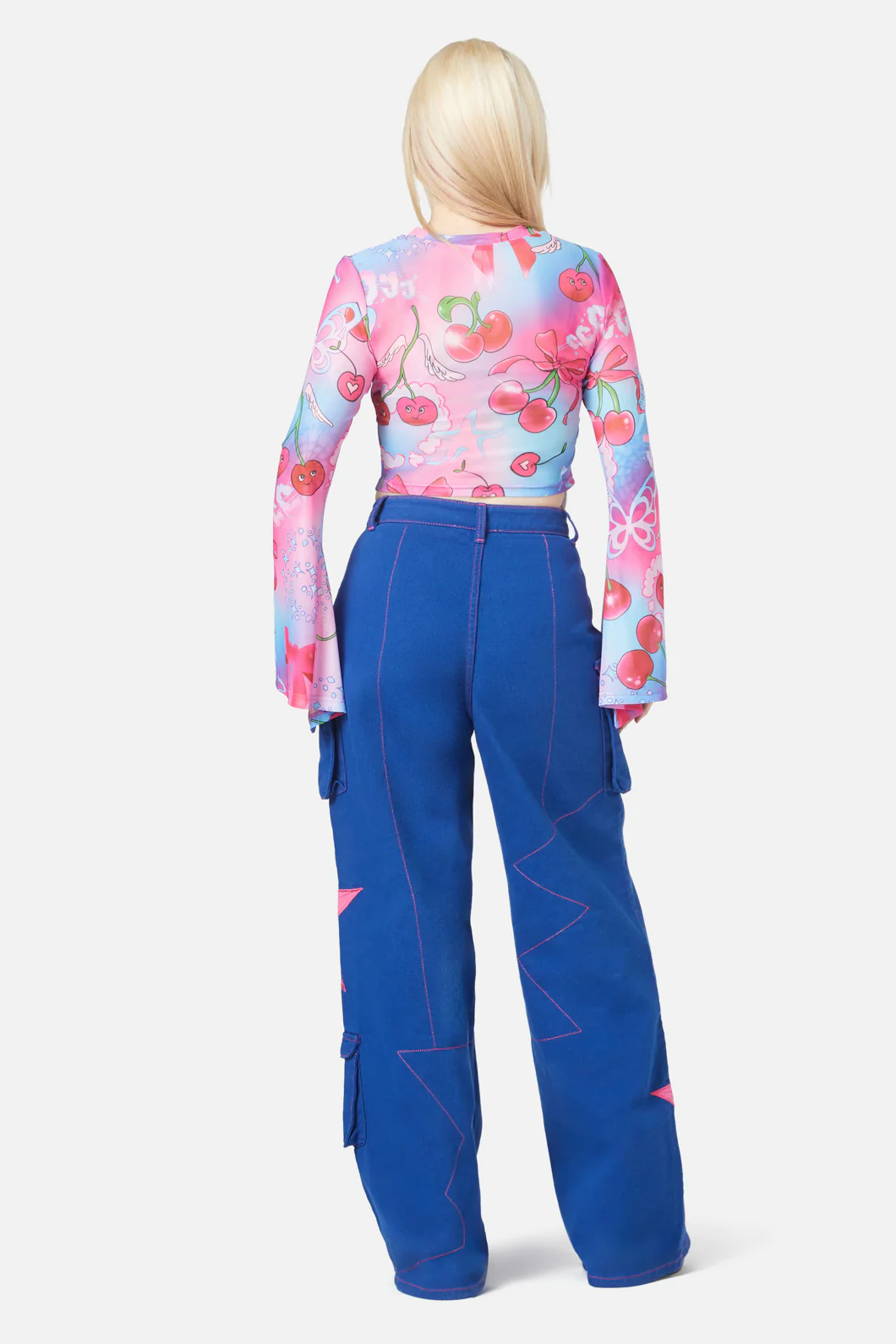Sour Cherry Flared Mesh Top - Image 3