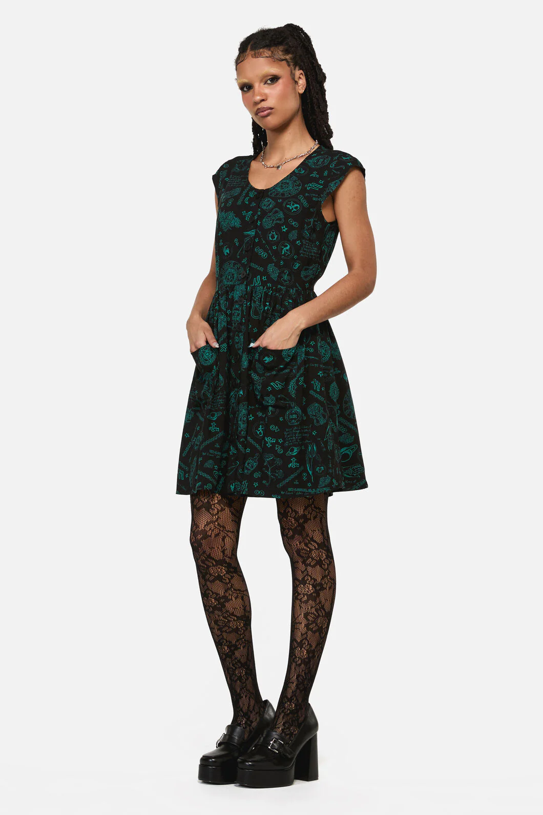 Spellbook Goth Print Dress - Image 3