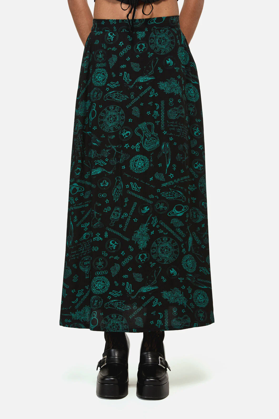 Spellbook Goth Print Midi Skirt - Image 2