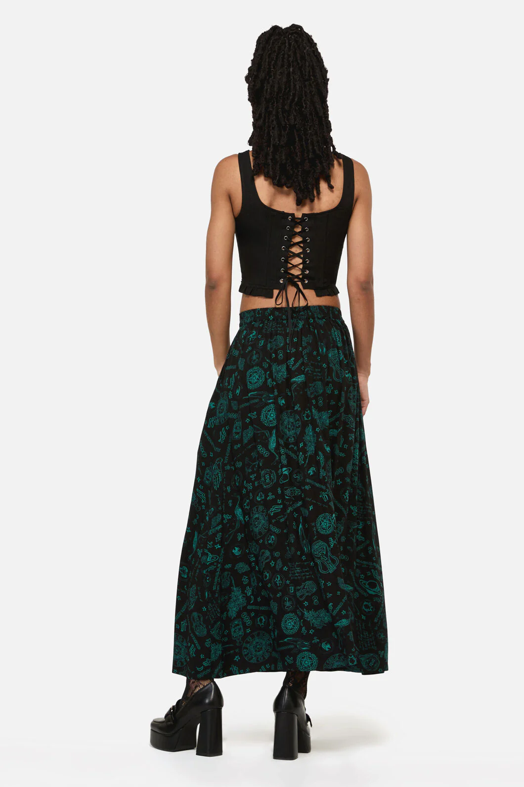 Spellbook Goth Print Midi Skirt - Image 4