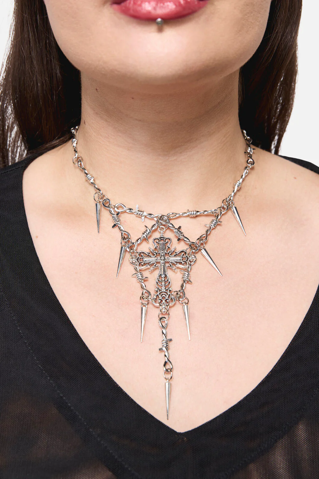 Spike Cross Barb Necklace - Image 2