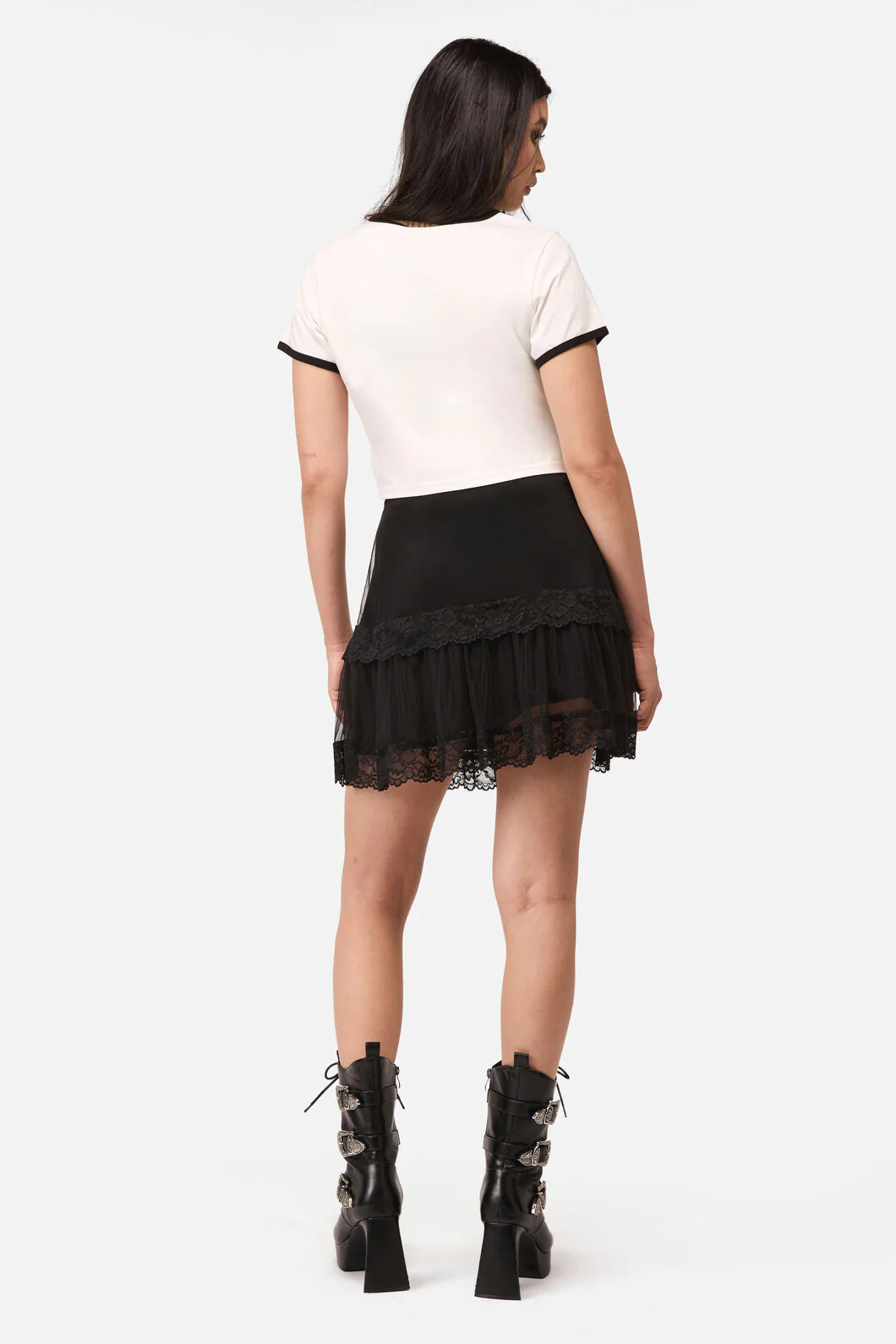 Spiral Lace Goth Mini Skirt - Image 4