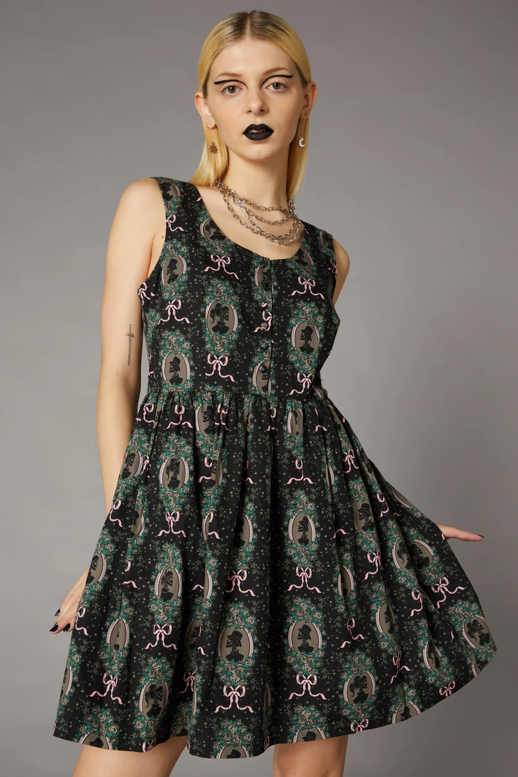 Spooky Cameo Print Dress - Image 2