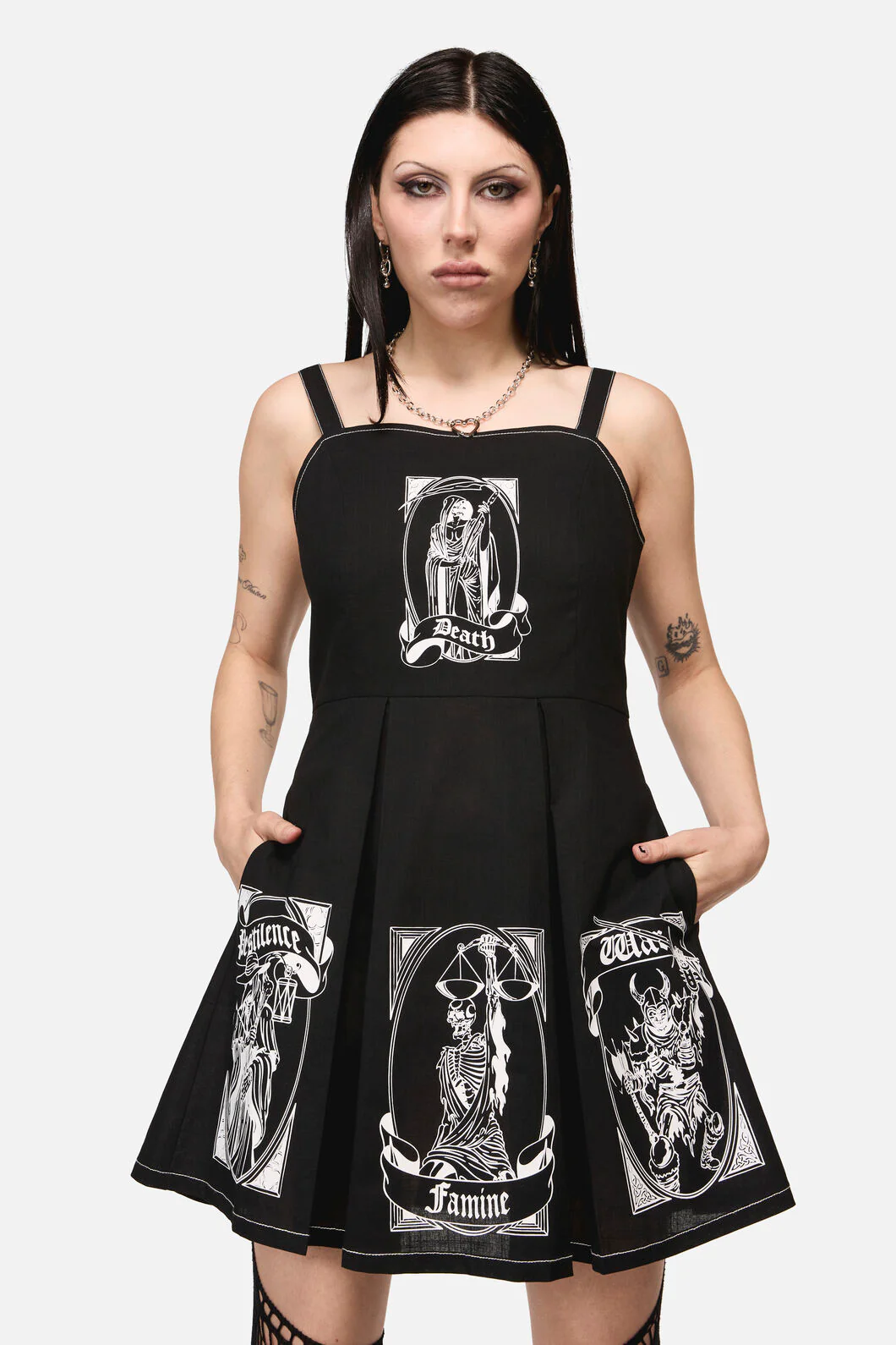 Stamped Goth Trim Dress