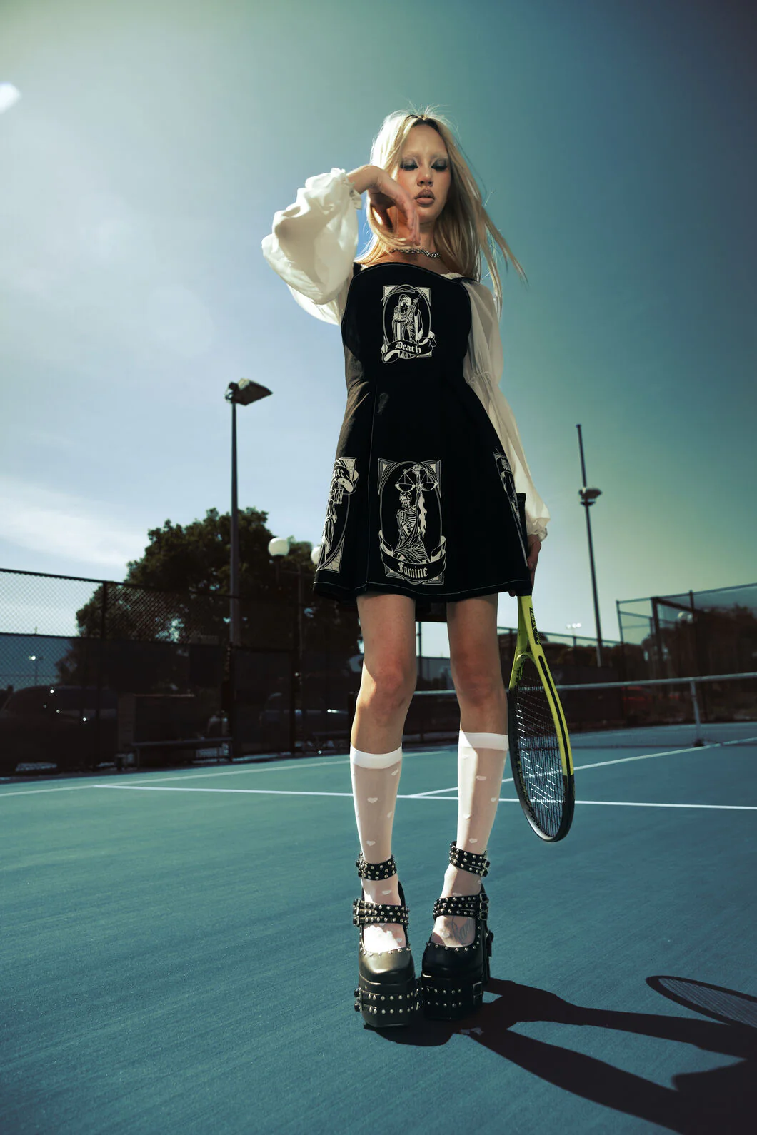 Stamped Goth Trim Dress - Image 2