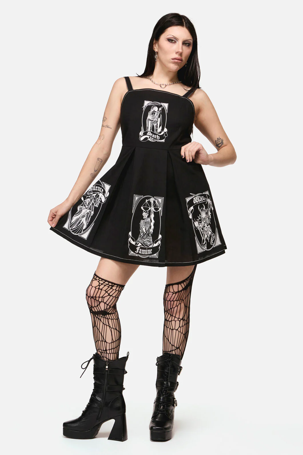 Stamped Goth Trim Dress - Image 6