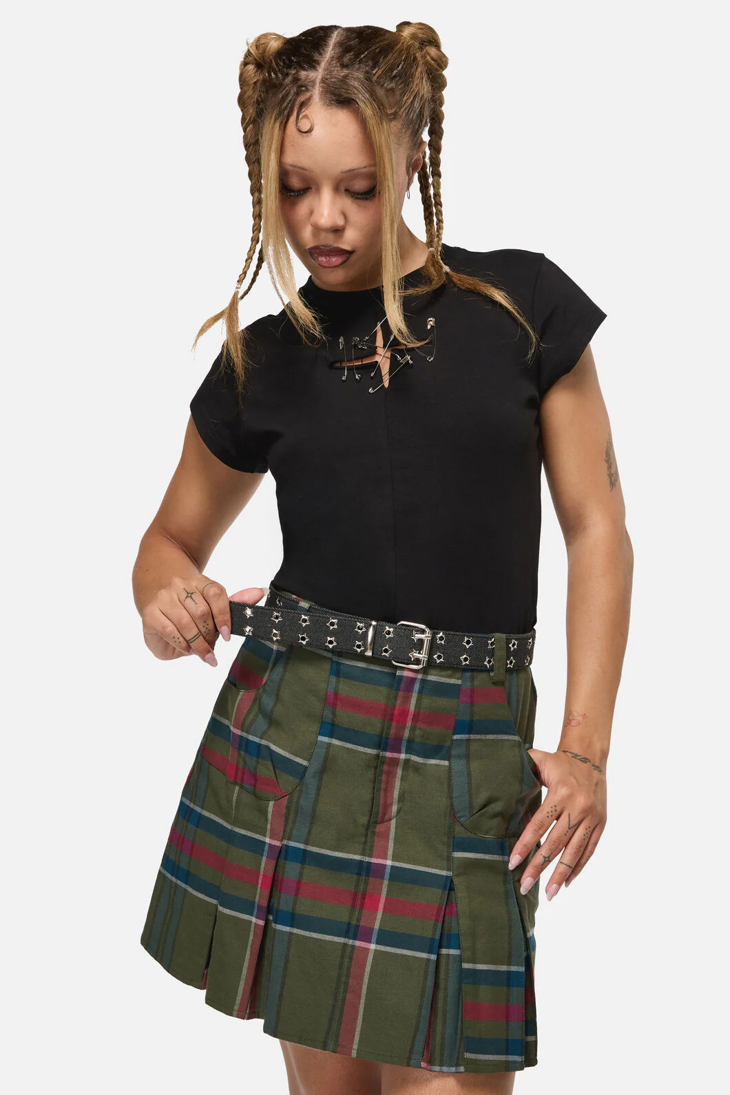 Star Eyelet Black Denim Belt