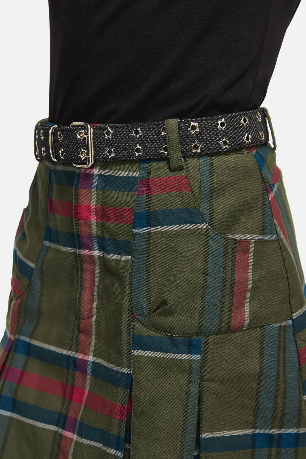 Star Eyelet Black Denim Belt - Image 2