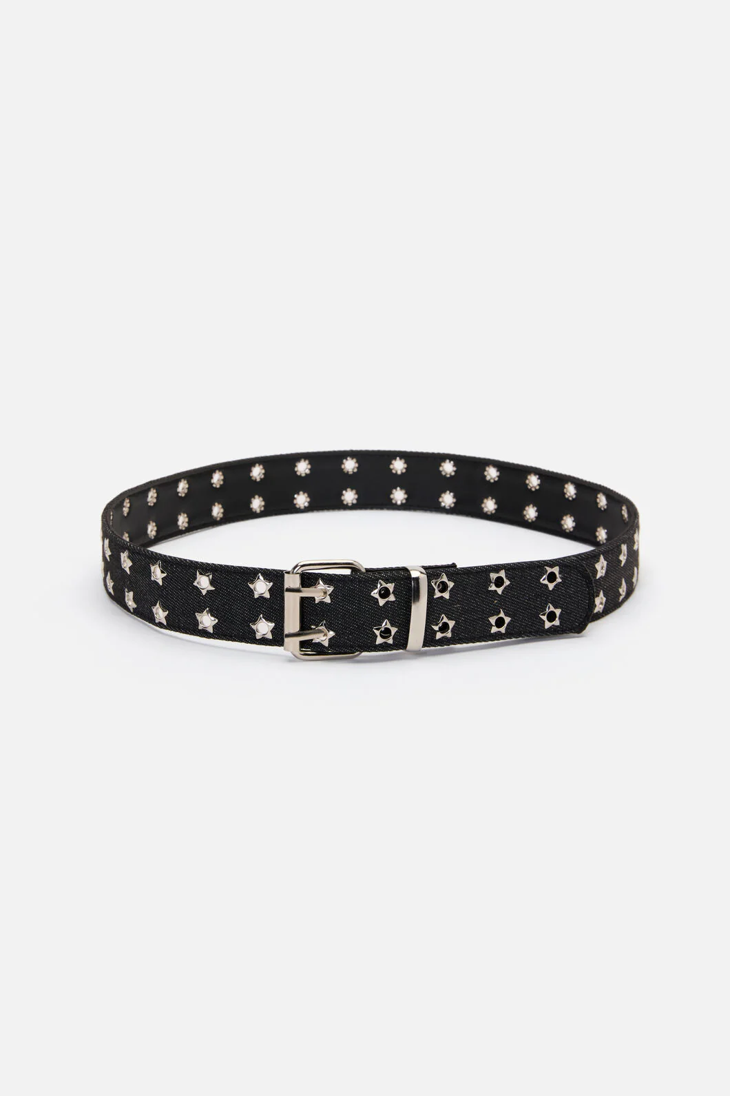 Star Eyelet Black Denim Belt - Image 3