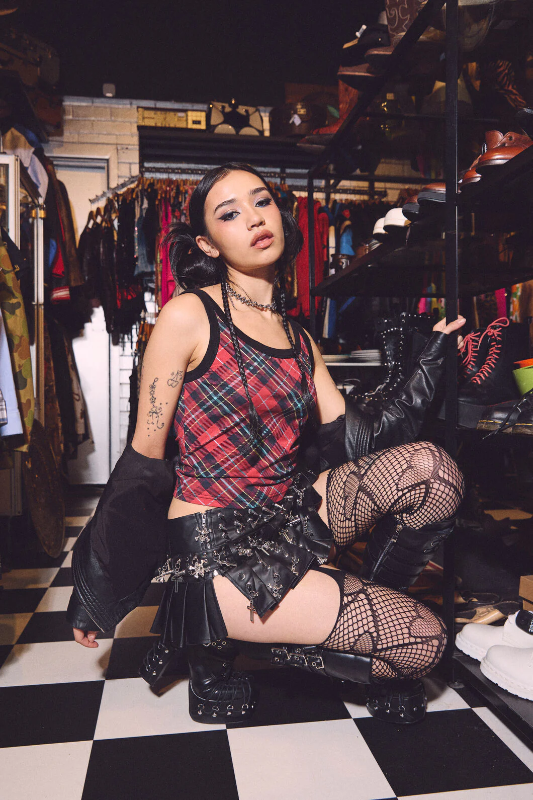 Stop It Grunge Tartan Tank Top - Image 2
