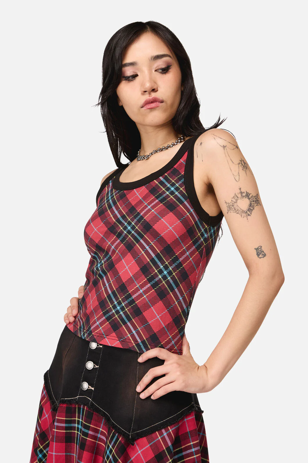 Stop It Grunge Tartan Tank Top - Image 3