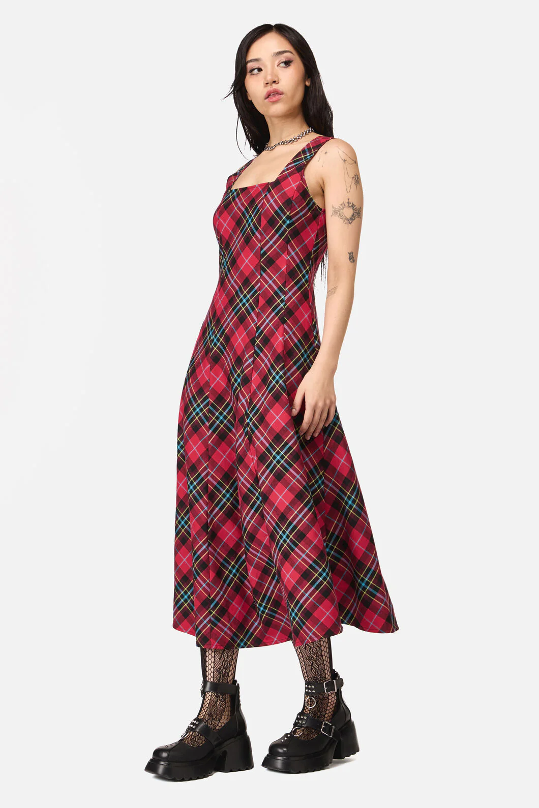 Stop It Grunge Tartan Midi Dress - Image 5