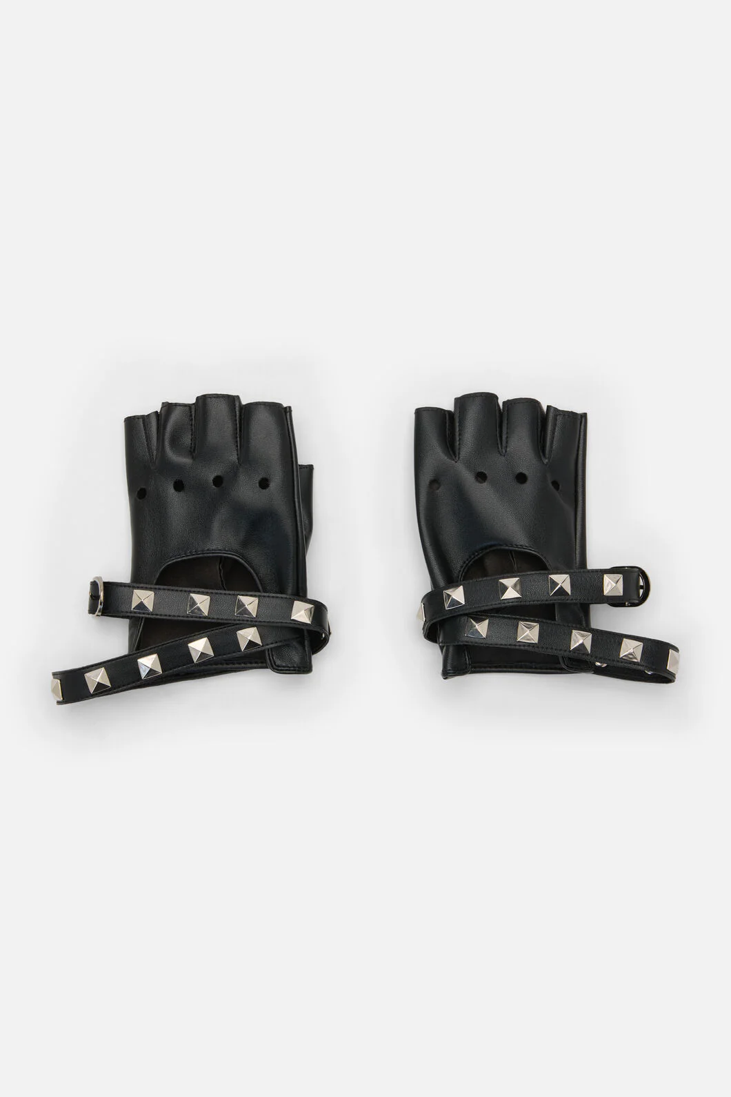 Stud Faux Leather Fingerless Glove - Image 4