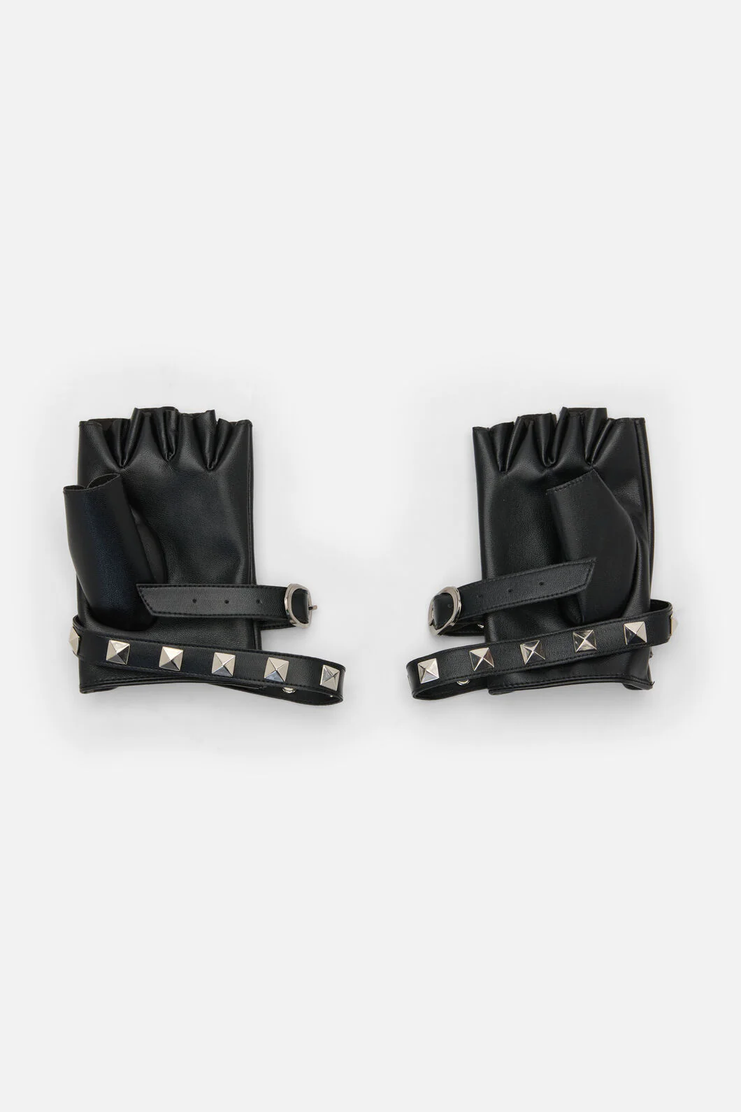 Stud Faux Leather Fingerless Glove - Image 5