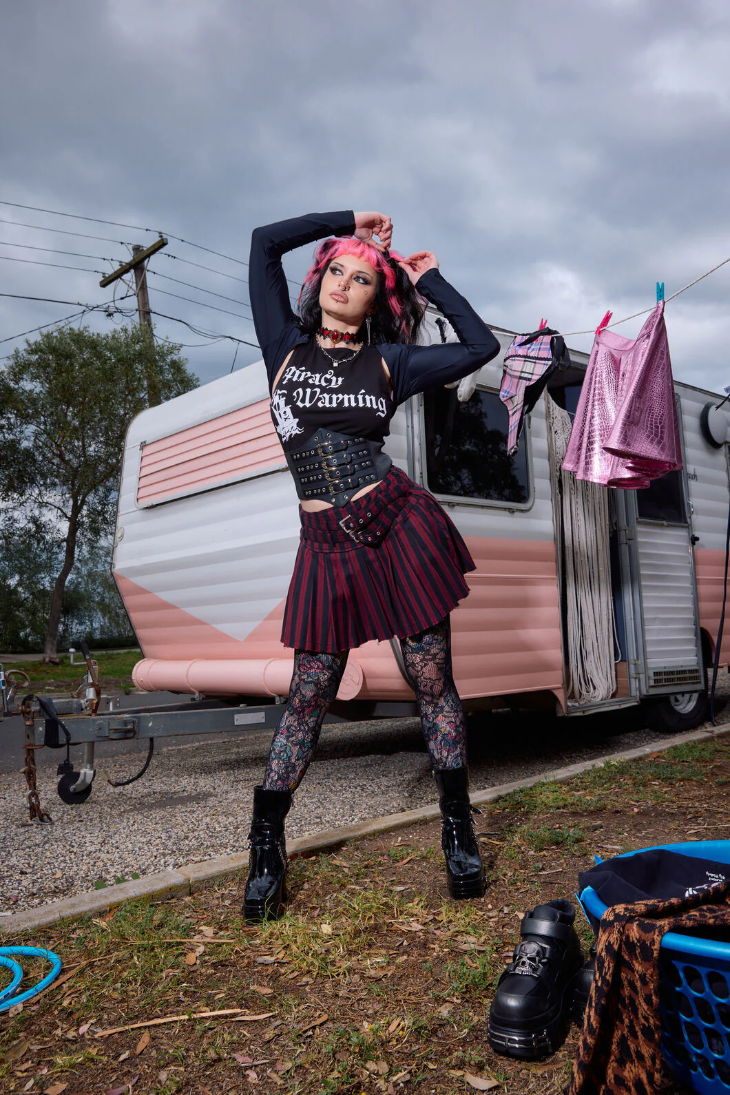 Sucker Pinstripe Goth Skort - Image 3