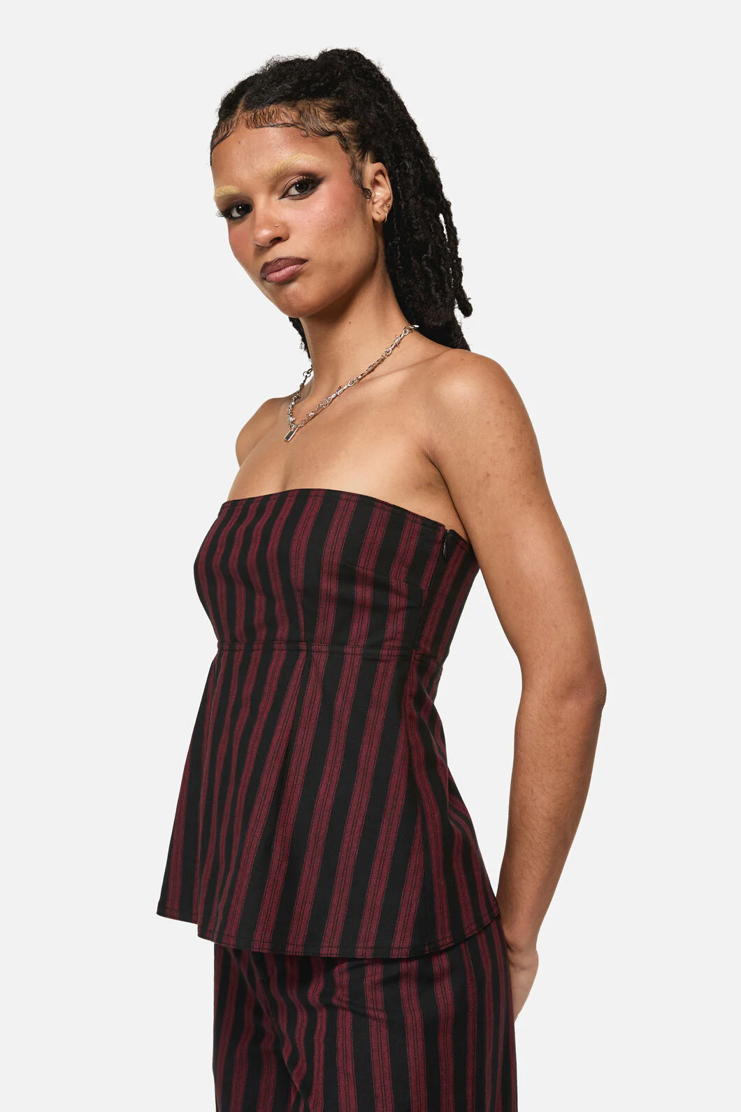 Sucker Pinstripe Strapless Top - Image 2