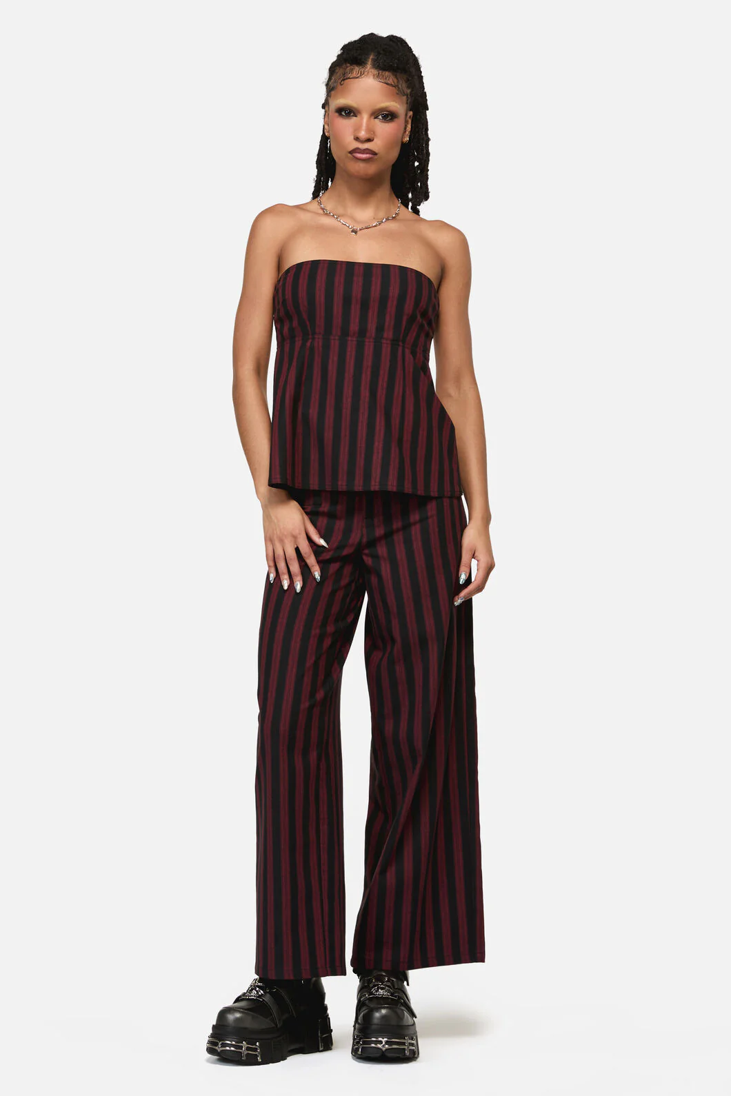Sucker Pinstripe Strapless Top - Image 4