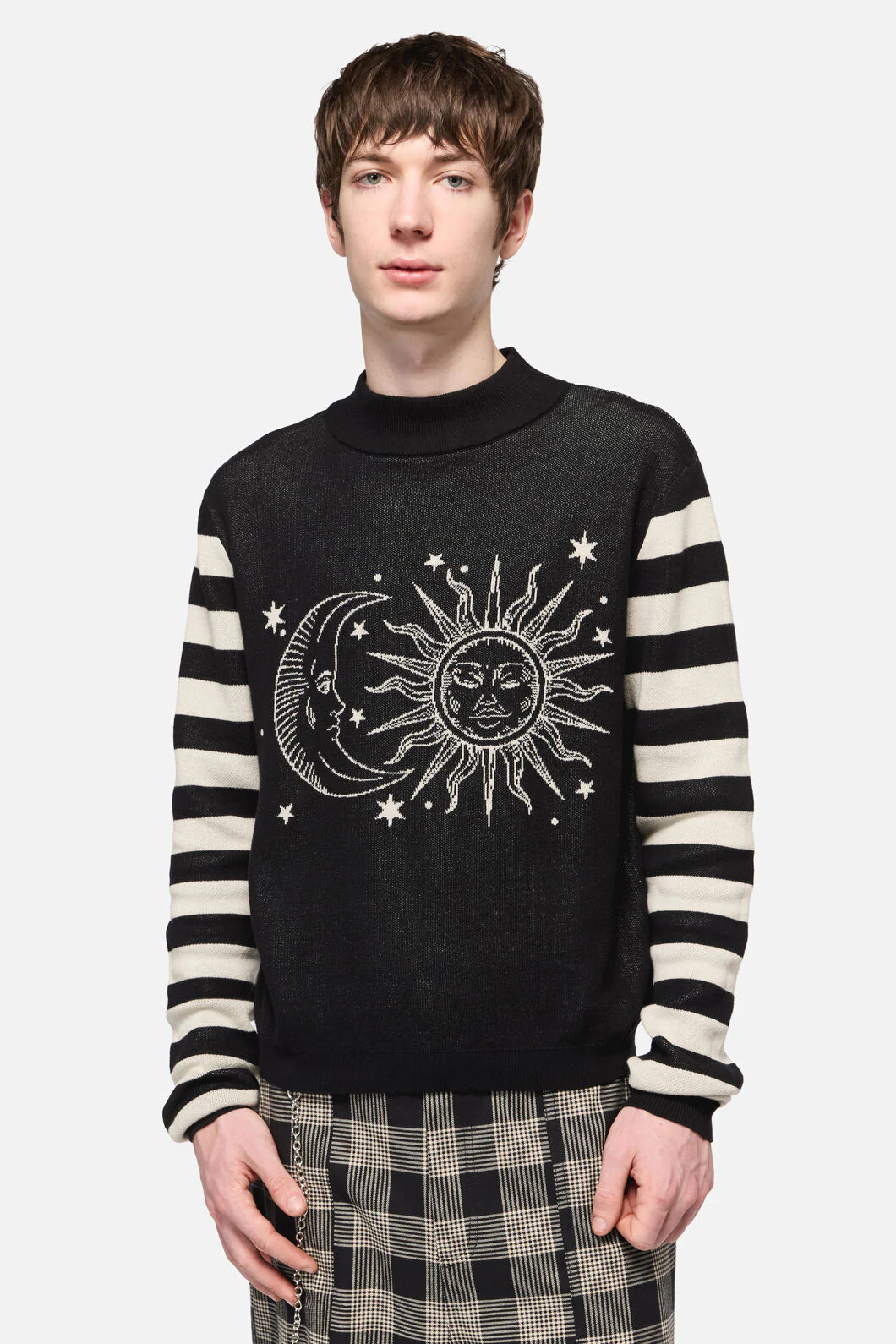 Sun And Moon Stripe Sleeve Uns Knit