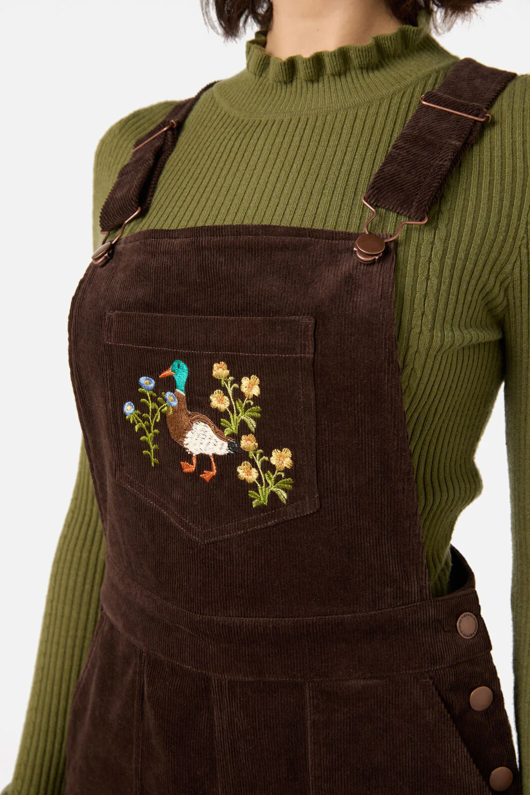 Sweet Ducks Embroidered Cord Overall - Image 10