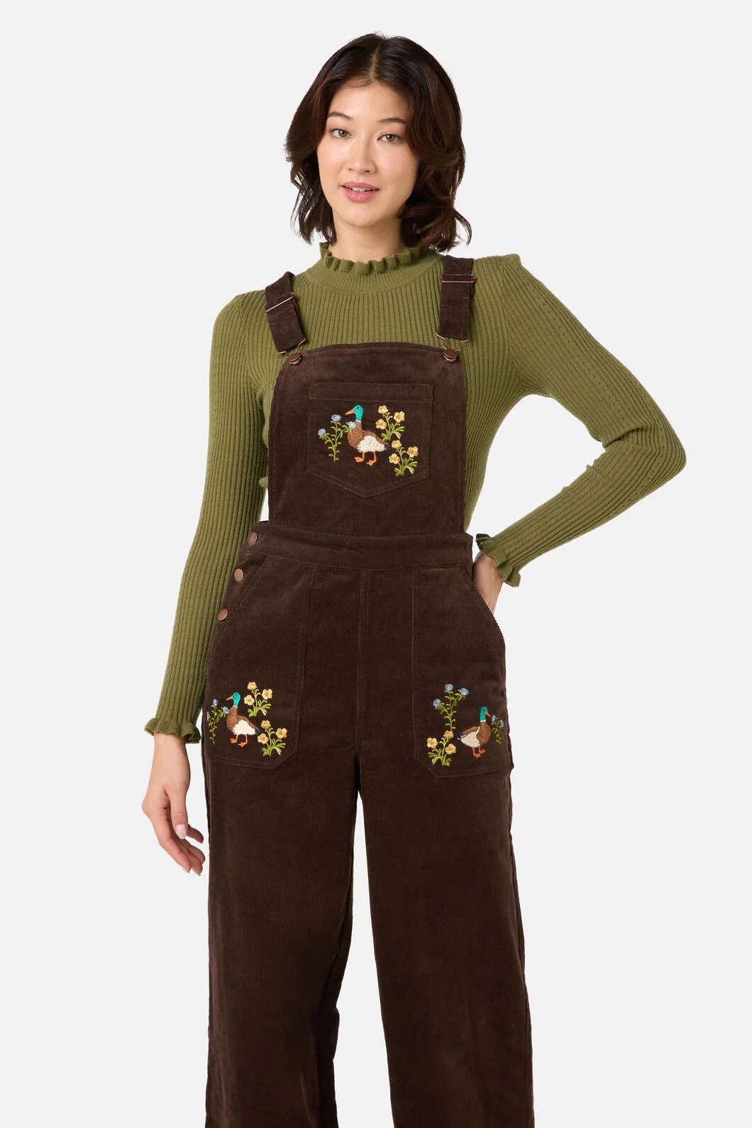 Sweet Ducks Embroidered Cord Overall - Image 6