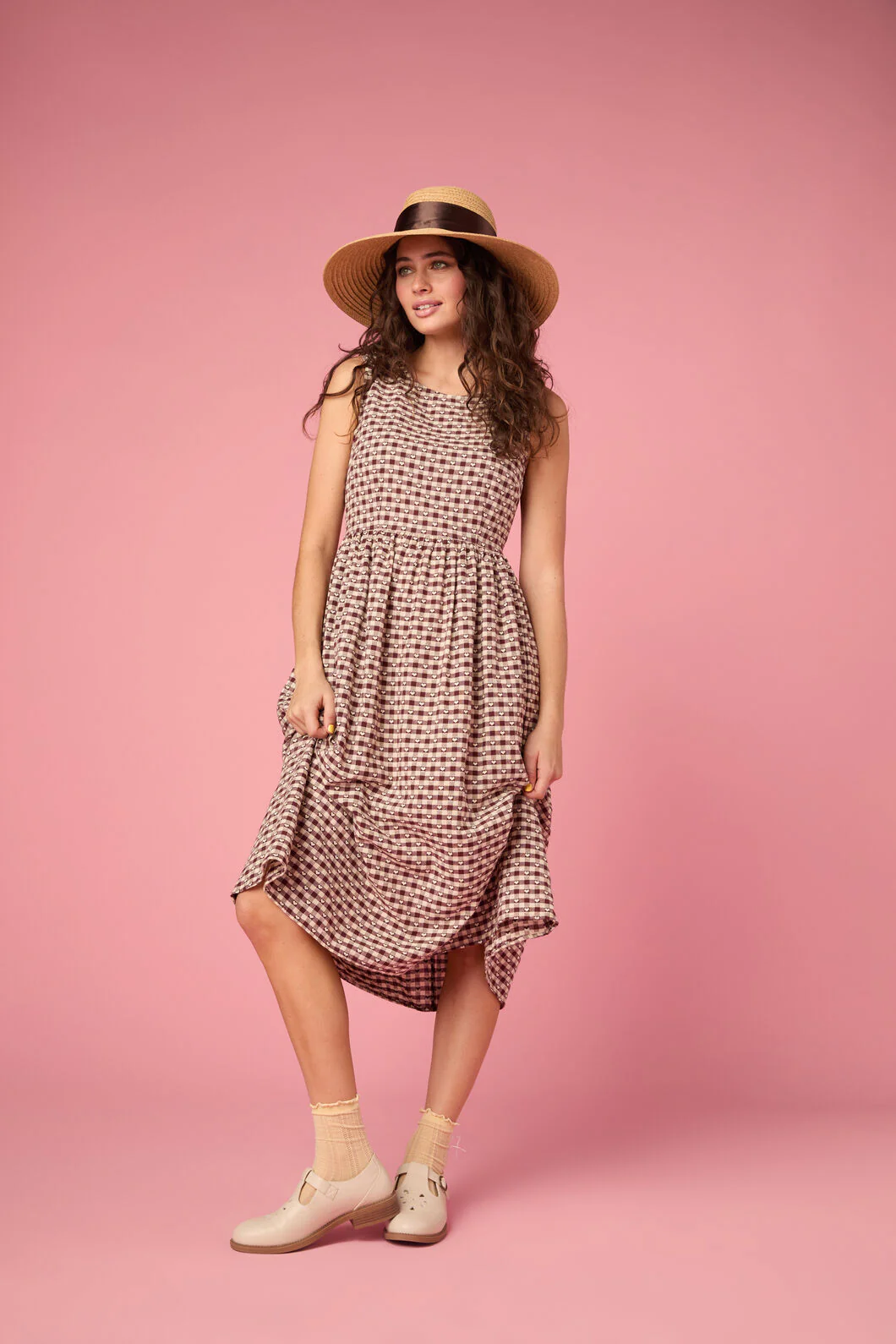 Sweetheart Check Midi Dress - Image 2