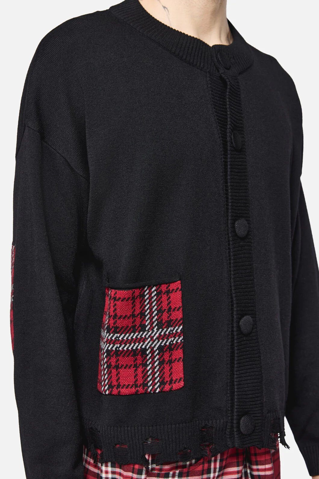 Tartan Elbow Patch Cardi - Image 5