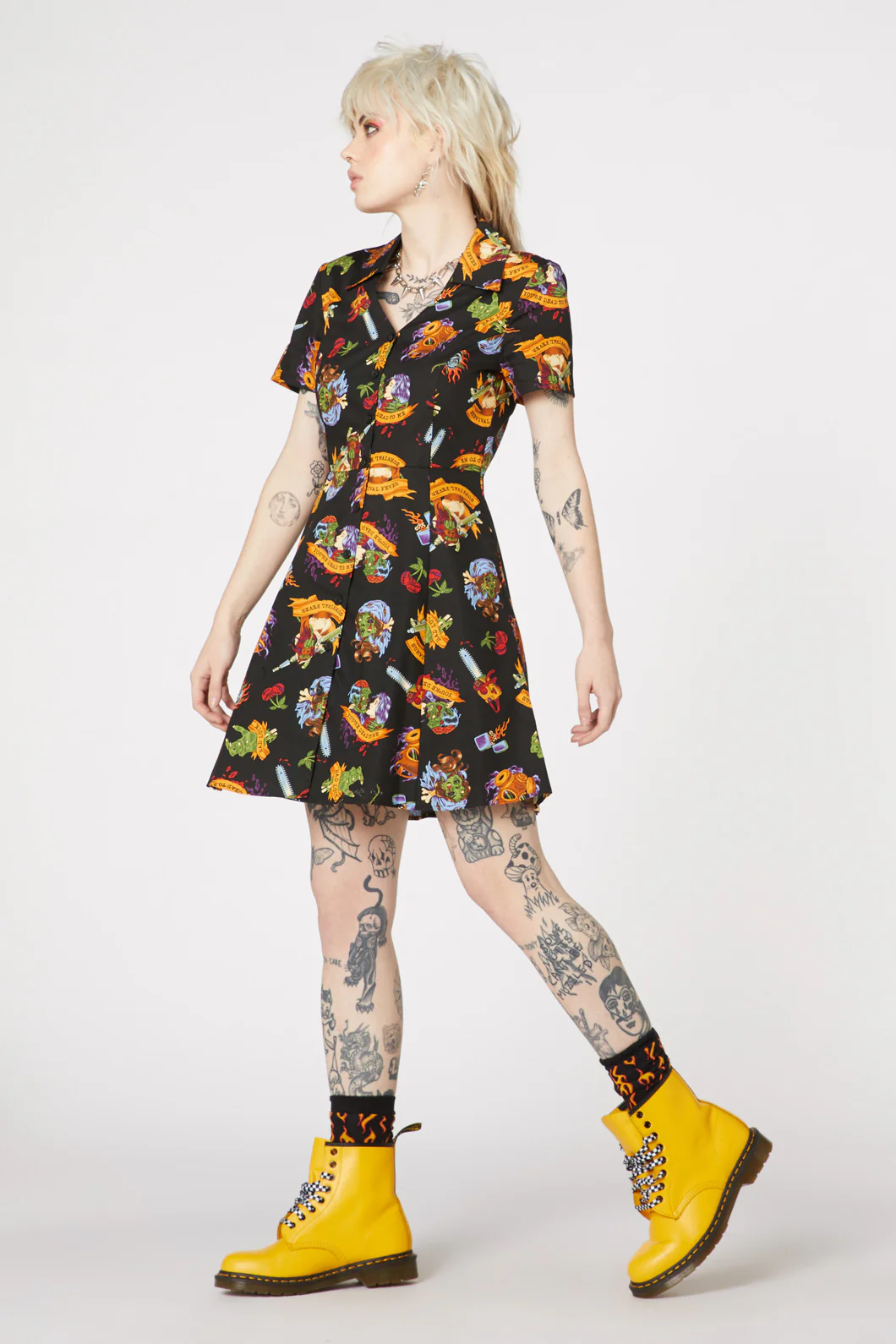 Tattoo Zombie Shirt Dress - Image 9