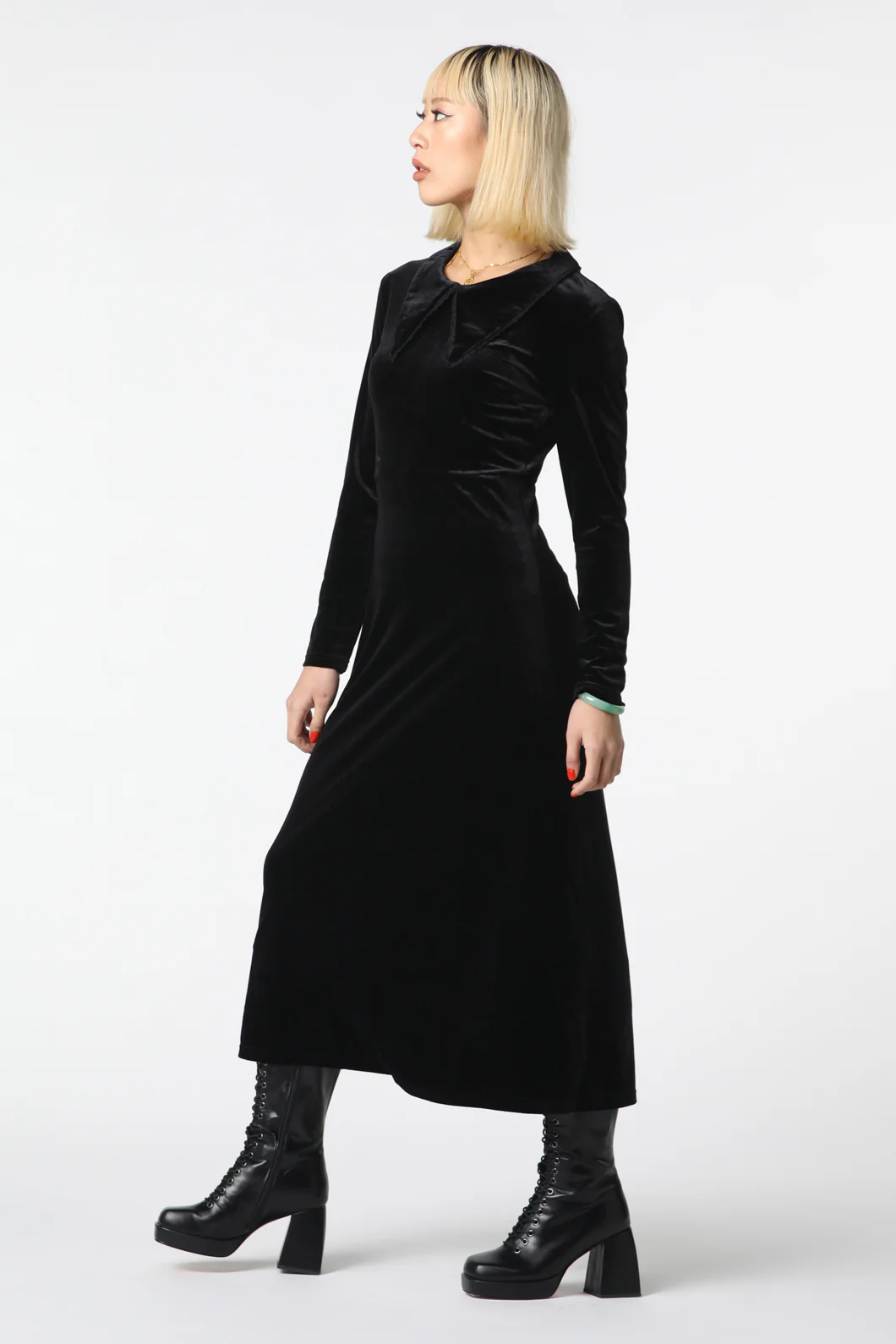 Velour Goth Maxi Dress - Image 3