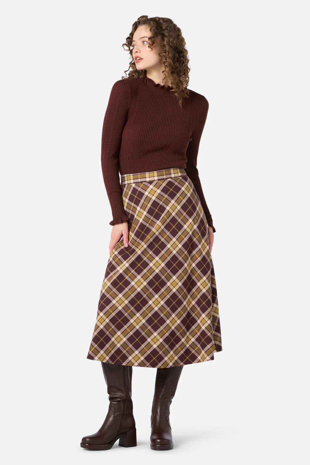 Vera Check Midi Skirt