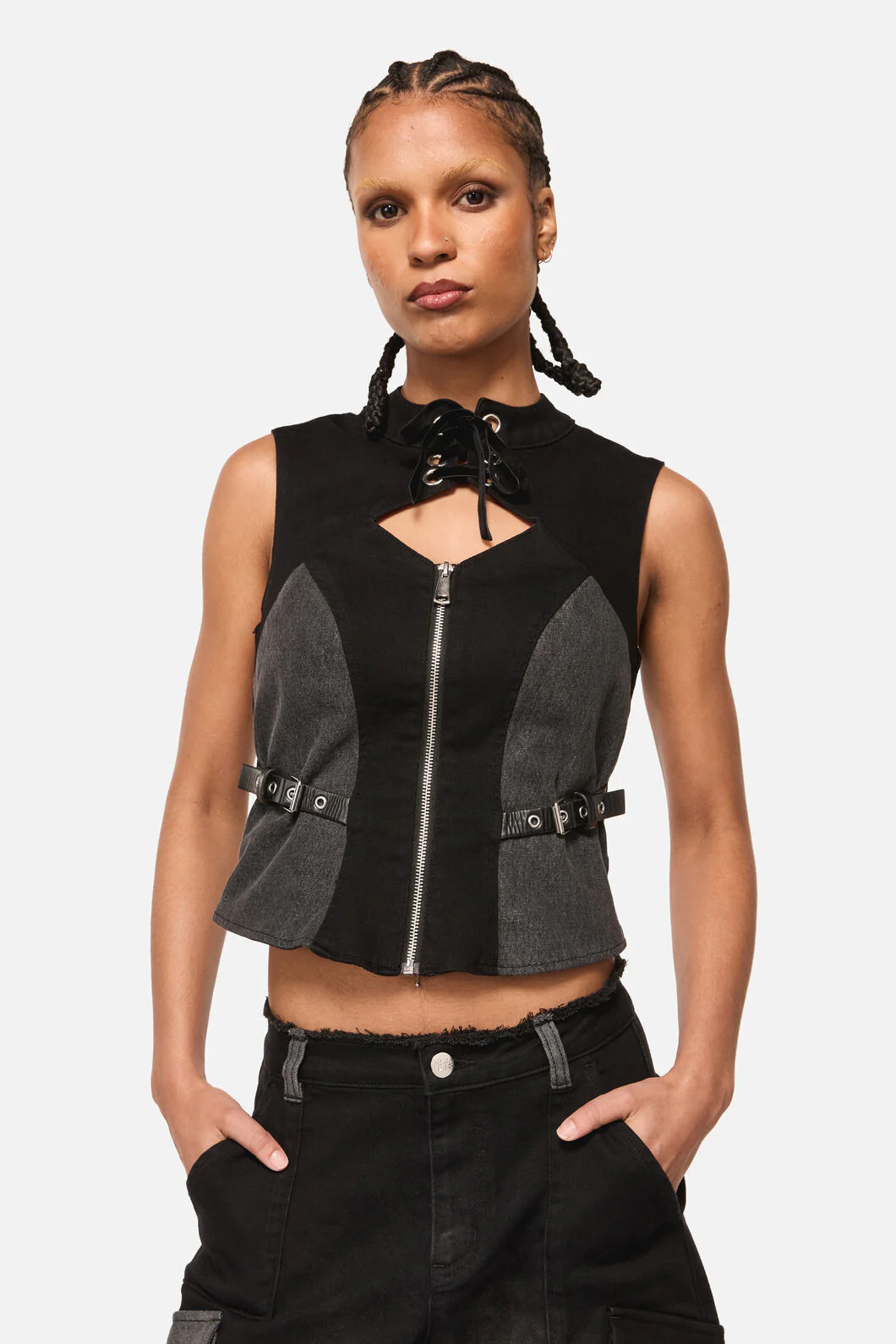 Vixi Denim Zip Cyber Corset - Image 2