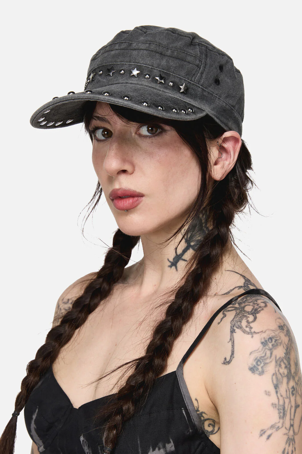 Washed Denim Star Stud Cap