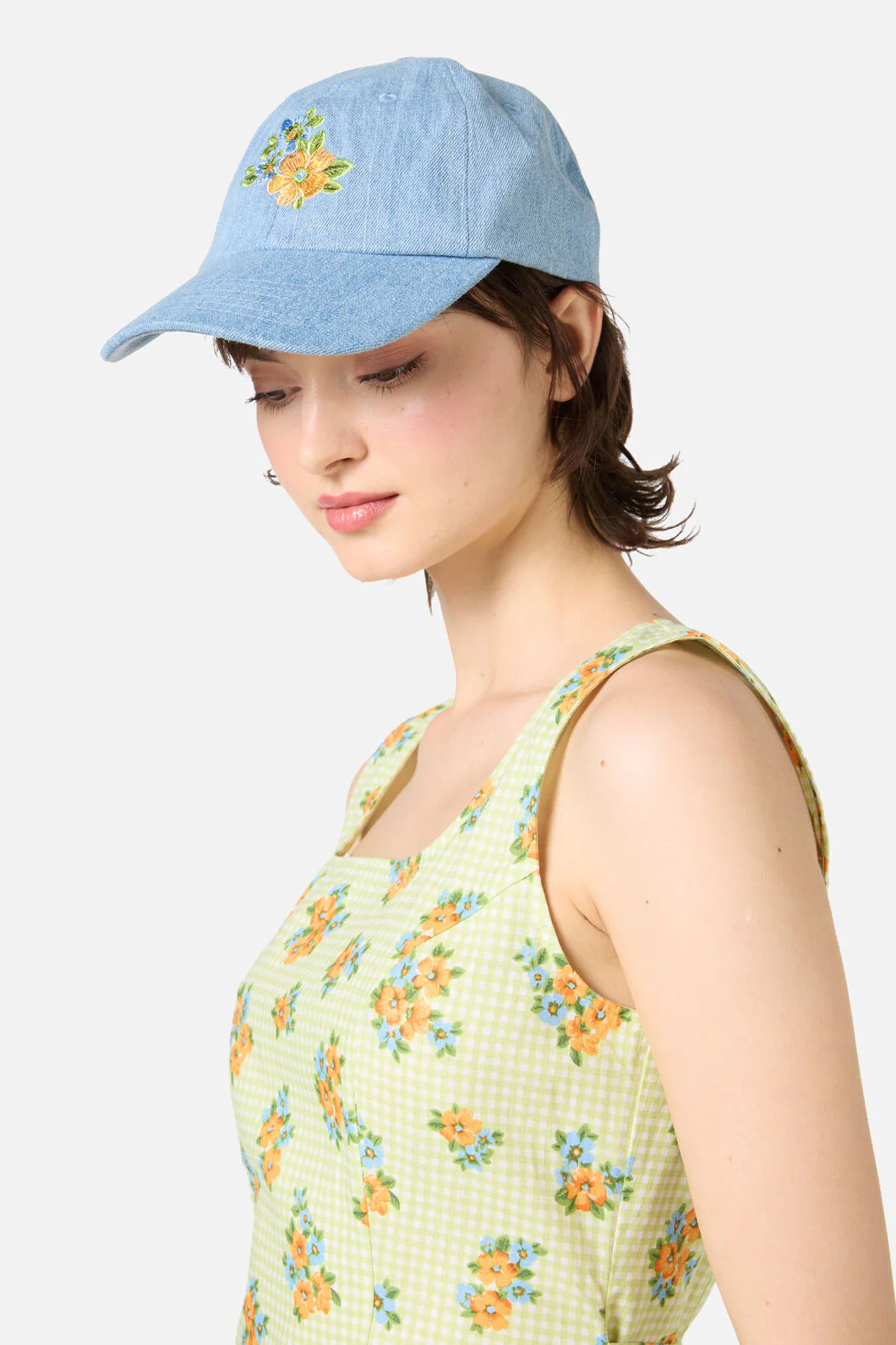 Washed Embroidered Floral Cap - Image 2